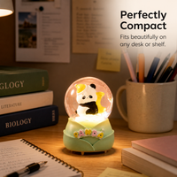 Cute Panda Crystal Ball Ornament with Luminous Feature, Mini Cartoon Pet Figurine for Students, Birthday Gift