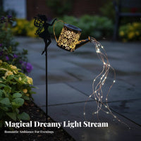 Projection Effect Solar Watering Can Light Weatherproof Hollow-out Garden Lantern Weather Resistant for Yard, Patio, Pathway