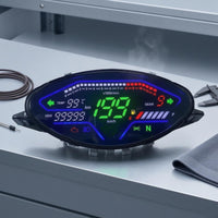 LED Style Motorcycle Instrument Cluster Black Housing Motorcycle Dashboard Display Clear Lens Digital Speedometer Cluster Mounting Tabs