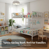 Metal Bunk Bed Frame Space Saving Steel Bunk Bed High Guardrail Bedroom Furniture for Teenagers, Students, Small Apartment, Dormitory, Dorm Room