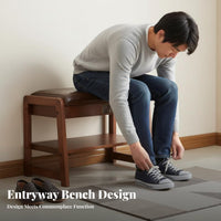 Luxury Design Upholstered Entryway Stool Multi-Functional Upholstered Shoe Changing Stool Comfortable Padded Seat Storage Bench Soft paddinged Top for Homeowners, Apartment Dwellers, Families, Hallway, Mudroom, Living Room, Bedroom