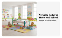 Kindergarten Rest Bed Space-Saving Solid Wood Young child's Bed Guardrails Preschool Sleeping Cot for Young Children, Preschoolers, Classroom, Nursery