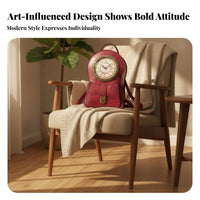 Adjustable Strap Vintage Clock Bag Leather-Like Finish Clock-Shaped Handbag Flap Pocket Structured Handbag