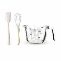 Food Grade Borosilicate Glass Measuring Jug Heat Resistant Glass Measuring Cup Clear Scale Markings Graduated Beaker Cup Dishwasher Safe for Home Cooks, Bakers