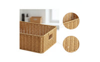 Braided Container Basket with Handles Open-Top Rectangular Organizer Basket for Closet