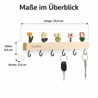 Solid Oak Key Rack, Handmade for Hallway & Entryway, Mini Key Holder with 3 Hooks for Wall Mounting
