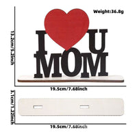 Freestanding Mother's Day Wooden Ornament Heartfelt Message MOM Letter Table Decor Polished Finish Mothers Day Desk Sign Lightweight for Birthday Party