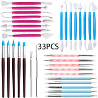 33-Piece Pottery Tool Set with Silicone Dotting Pens for Clay Sculpting
