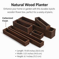 Rectangular Wooden Planter Box for Balcony Garden, Outdoor for Flowers and Long Flower for Gardeners, Hanging Pot