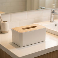 Tissue Box for Home Office and Living Room, Modern Minimalist Box of Tissues with Wood Lid, Multi-purpose Rectangular Boxes of Tissues, 1 Pack