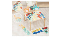 Wooden Learning Table with Cups Hands-on Busy Table Sensory Compact for Toddlers, Preschoolers, Kids, Playroom, Classroom