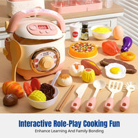 Kids Kitchen Toy Rice Cooker, Steam Spray Playset, Multifunction Pretend Cooking Set with Light & Sound, Early Education, Boys & Girls