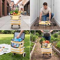 Foldable Portable Shopping Cart with Insulated Bag, Lightweight Utility Cart for Groceries and Outdoor Use