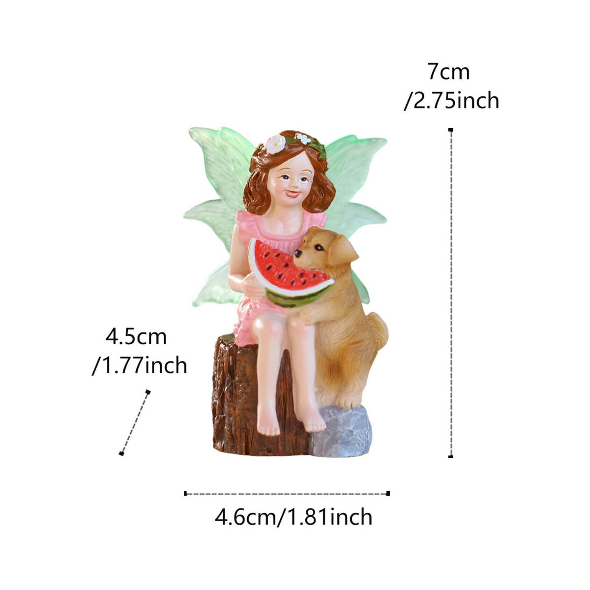 Illuminate in the Dark Wings Glowing Appendage Fairy Statue Long-Lasting Resin Fairy Girl with Dog Figurine Whimsical Design for Patio, Planter
