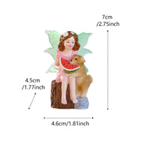 Illuminate in the Dark Wings Glowing Appendage Fairy Statue Long-Lasting Resin Fairy Girl with Dog Figurine Whimsical Design for Patio, Planter