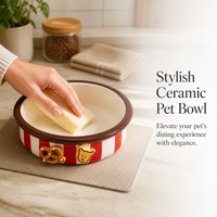 Hand-Painted Ceramic Pet Bowl for Cats and Dogs, Large Caliber Anti-Tip Design