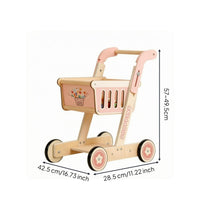Shopping Cart Pusher Stable Frame Push Cart Pusher Pink for Children