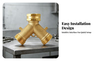 Rubber Sealing Rings Dual Shut off Hose Splitter Full Metal Body Brass Hose Splitter Rustproof Outdoor Tool Leak-Proof