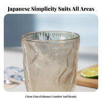 Glacier Texture Glass Large Capacity Japanese Design Drinking Glass All-Purpose Frosted Textured Tumbler for Homeowners, Kitchen, Dining Room, Office