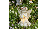 Solar Garden Angel Statue Lighted Garden Angel with Solar Panel Statue with LEDs Weather Resistant Hand-Painted for Flower Bed