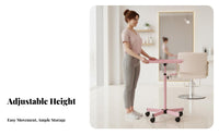 360° Swivel Wheels Adjustable Salon Tray Stand Sturdy & Stable Rolling Tray Table Easy to Clean Utility Wagon Large Capacity for Hair Stylists, Spa Professionals Artists, Barbershop, Home Use, Medical Office, Art Studio