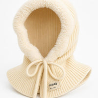 Women's Knitted Balaclava Hat with Integrated Scarf for Winter Warmth