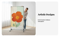 Floral Print separater Oil Painting and aesthetic Multi-Panel Folding separater Foldable Design Room Partition for Renters, Students, Bedroom, School, Restaurant
