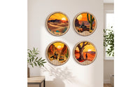 4 Pieces Wooden Hanging Decorations Round Circular Wooden Plaques Backed Wood Wall Decor for Living Room, Bedroom, Entryway