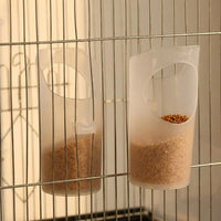 Bird Feeder and Waterer 2 Pack, Hanging Drinking Cup with Food Dispenser for Birds, No-Mess Anti-Spill Myna or Songbird Catcher Tray