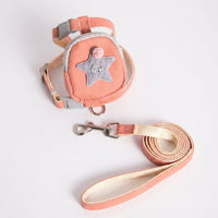 Small Dog Leash and Cute Dog Harness, Coiled Non-Retractable Puppy Leash, Cute Cat Harness and Cat Walking Harness for Dog or Cat
