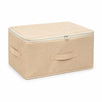 Storage Box with Zipper Lid Collapsible Textile Storage Box with Lid Closet Organizer Lidded Dustproof for Wardrobe, Bedroom