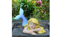 Sleeping Mermaid Statue Gift Choice Resin Mermaid Sculpture Mediterranean Princess Ornament for Aquarium, Garden