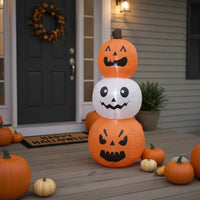 Lighted Stacked Pumpkin Inflatable Tall Inflatable Pumpkin with LED Lights Bright Outdoor Decoration Sturdy for Yard, Lawn