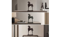 Horse Sculpture with Base Modern Standing Horse Statue Rustic Sculpture with Base for Home Stylists, Tabletop, Office