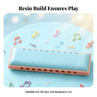 10-Hole Harmonica Resin Body 10-Hole Diatonic Harmonica Easy to Learn Beginner Diatonic Harmonica for Beginners, Young Children, Music Class, Travel