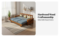 Minimalist Wood Frame Couch Set New Chinese aesthetic Living Room Furniture Small Apartment suitable for Household Seating for Office Managers, Reception Area