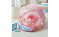 Baby Pool Buoy with Canopy Safety Infant Swim Buoy with Seat Sun Protection Double-Circle for Babies, Family Vacation