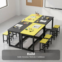 Double Layer Classroom Desk Sturdy Design Children's Art and Craft Table Rounded Corners Kids Table and Chair Set for Students, Playroom, Home