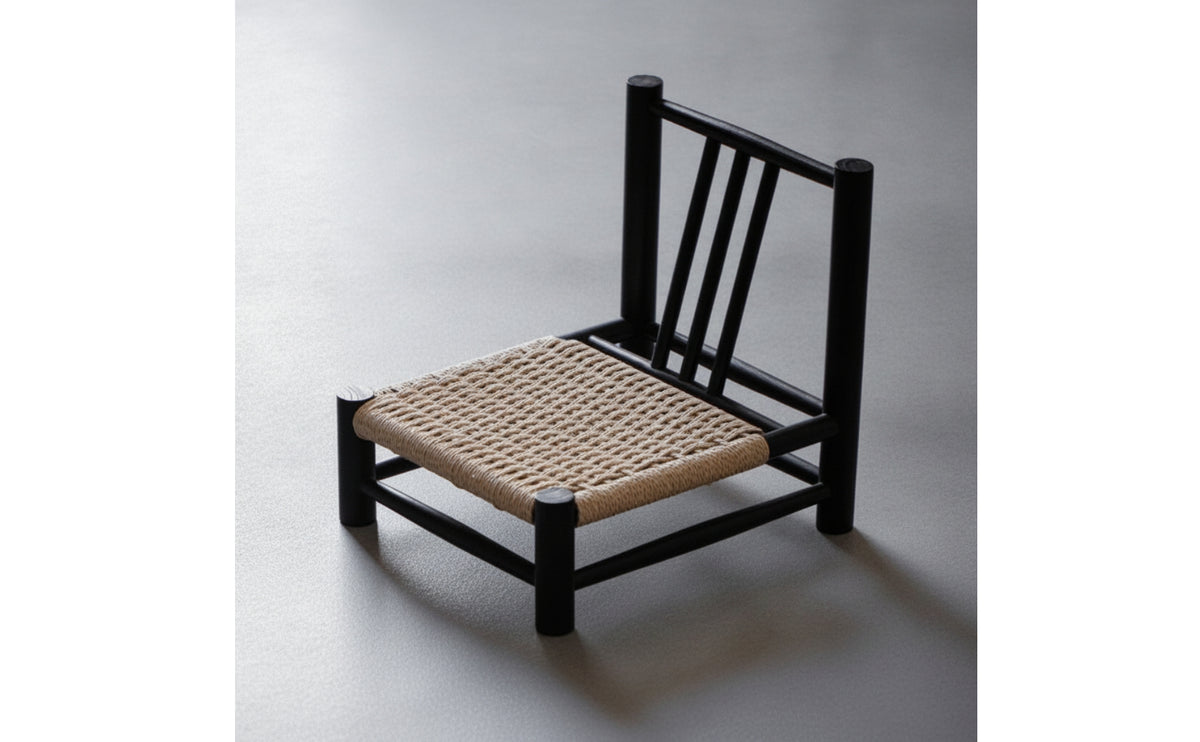 Low Chair with Woven Seat Minimalist Wooden Stoolstool Design Chair Compact Furniture for Tatami Room, Reading Alcove, Drink Alcove