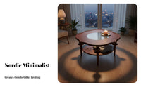 Two-Tier Design Petal-Shaped Coffee Table Retro Aesthetic Home Furniture Space-Saving Sturdy Construction for Apartment Dwellers, Homeowners, Families with Children, Living Room, Small Areas, Lounge Area, Office