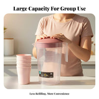 5 Pieces 2000ml Cold Water Kettle Set Large Capacity Water Jug Set Measurement Markings Lidded Drink Pitcher with Cups for Homeowners, Kitchen