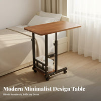 Portable with Wheels Adjustable Overbed Desk Minimalist Design Home Furniture Space-Saving Mobile Workstation Multi-Functional for Students, Telecommuting Workers, Seniors, Bedroom, Dorm Room, Small Areas