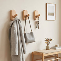 Wooden Coat Hook, Pre-mounted Wall Mounted Single Wood Hook, Nordic Wood Coat Hooks for Kids Room, 15kg Capacity