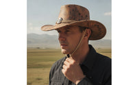 Cowboy Hat with Chin Cord Wide Brim Western Hat with Cranium Ornament Adjustable for Men, Women, Festivals, Outdoor Travel, Riding