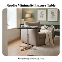 Adjustable Height Round elevatingTop End Table Movable Living Room Furniture Modern Design Space-Saving for Apartment Dwellers, Homeowners, Students, Bedroom, Home Office, Hallway