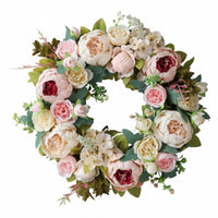 Easy to Clean Artificial Blossom Wreath Colorful Floral Door Wreath Handmade Look Home Decor No Special Maintenance