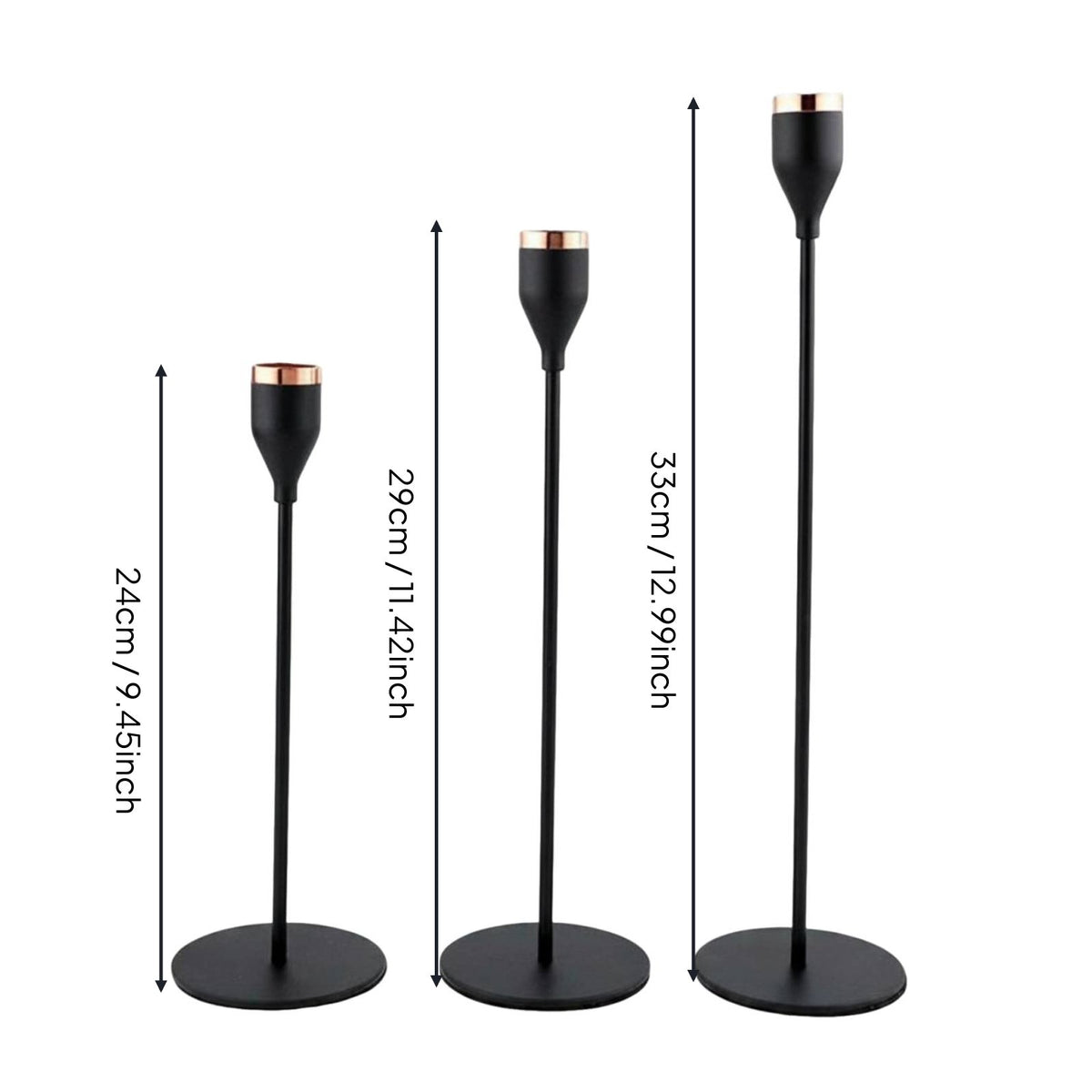 3 Pieces Taper Candle Holder Set Table Centerpiece Modern Metal Candlestick Minimalist Design Candle Holder for Restaurant