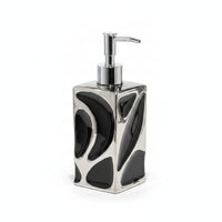 Ceramic Soap Dispenser Square Countertop Dispenser with Silver Toned Pump Glossy for Washroom