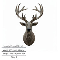 3D Deer Head Wall Mount Detailed Deer Head Wall Decor Realistic Antlers Rustic for Living Room, Entryway, Hallway
