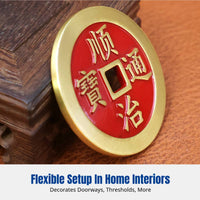 Pure Brass Five Emperor Coins, Door Threshold Weight, Entryway Home Decor, Random Emperor Motif, Office Gift